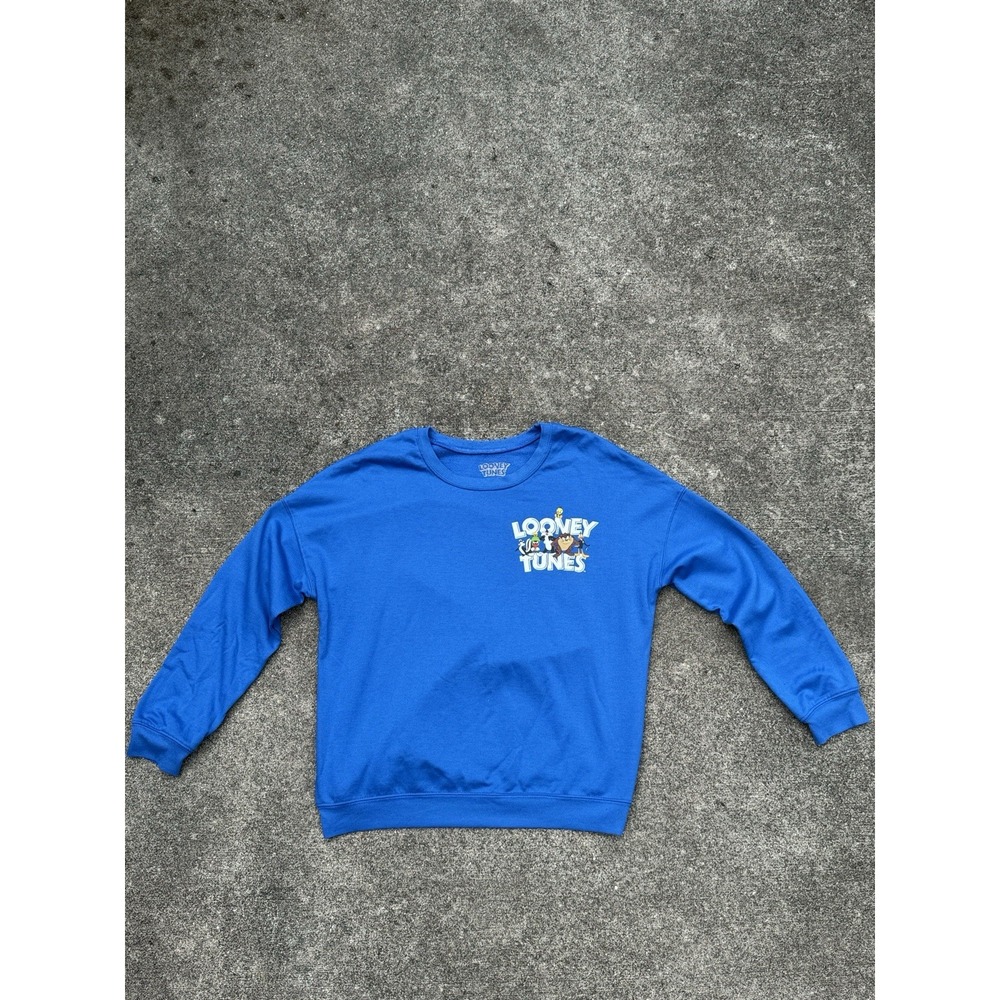 Looney Tunes Women's  Bugs Bunny Marvin  That's All Folks Sweatshirt Medium Blue